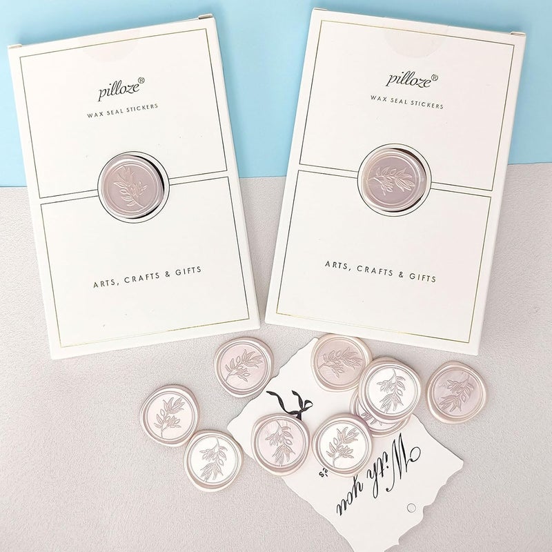 Pilloze 50Pcs Champagne Self-Adhesive Wax Seal Stickers - Wax Seal Perfect for Wedding Invitation or Envelope Good Adhesion and Easy to Use, Wedding Invitation Accessories - Image 4